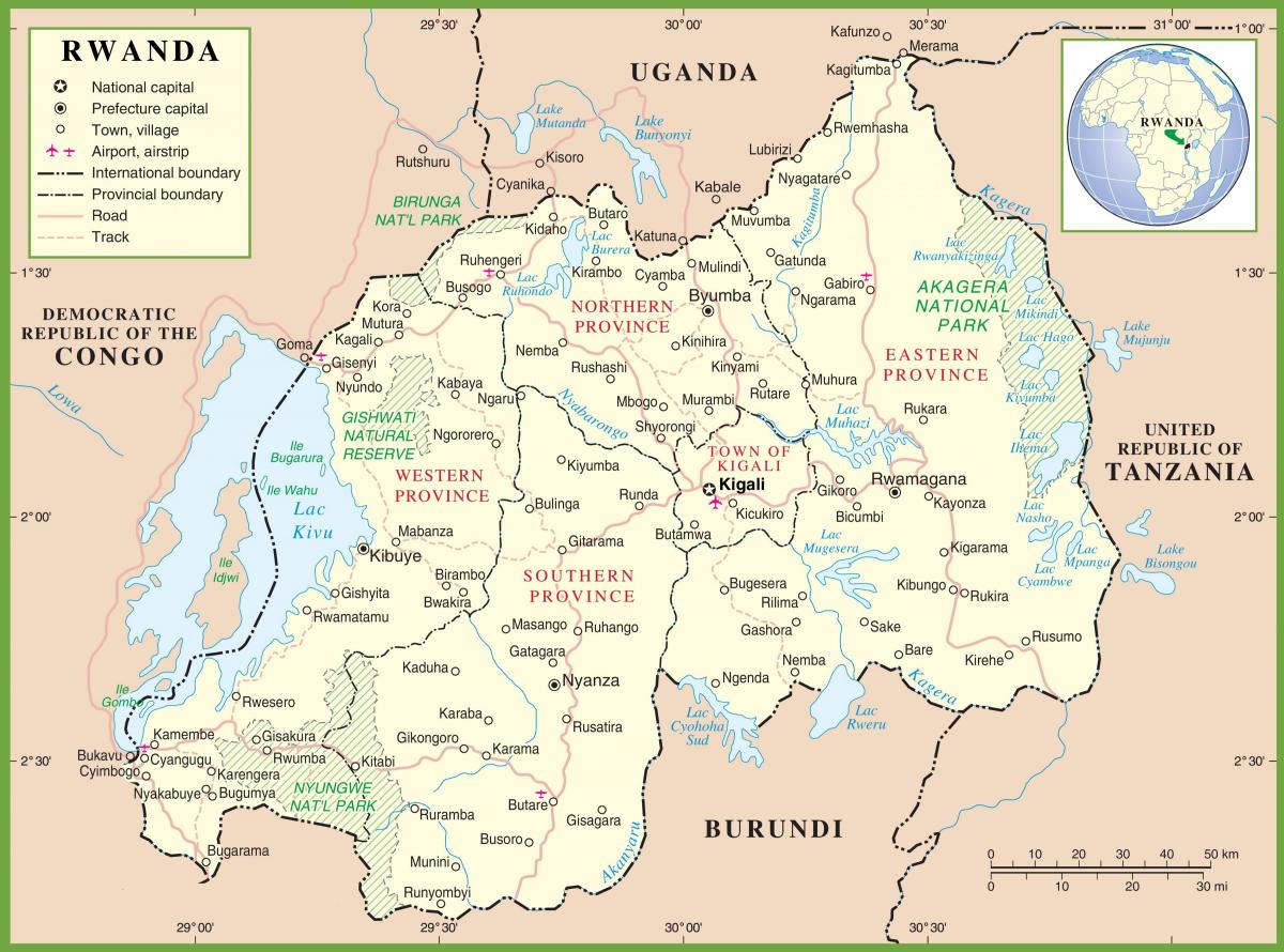 mapa Rwandy politické
